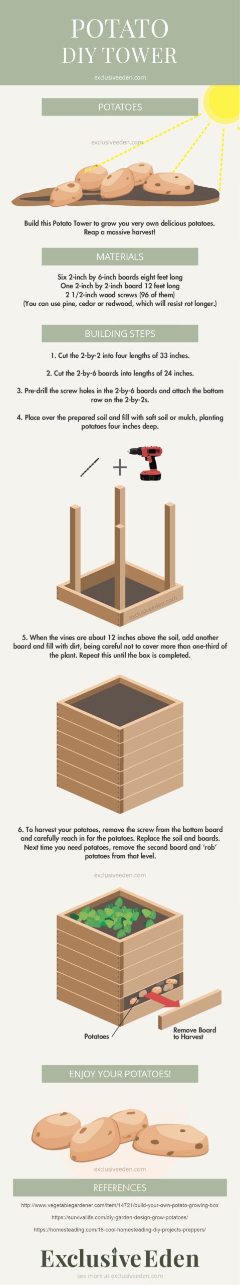 A potato tower illustrated guide helps you to grow more in a practical way.